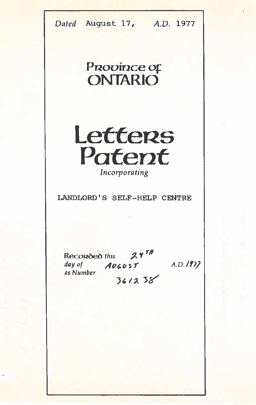1977 Letters Patent 1977 Letters Patent